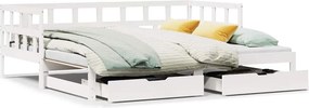 vidaXL fehér kihúzható heverő fiókokkal matrac nélkül 90 x 190 cm