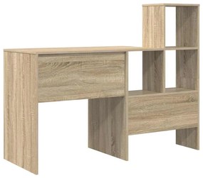 Asztal polcokkal sonoma tölgy 131.5 x 50 x 106.5 cm Faanyag
