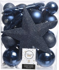 Karácsonyfadísz szett sötétkék 33db-os