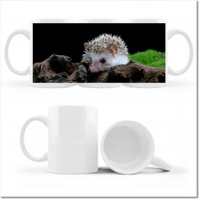 Sündisznó mintás bögre, zöld moha