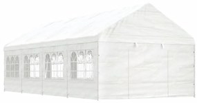 Fehér polietilén pavilon tetővel 8,92 x 4,08 x 3,22 m