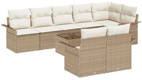 vidaXL Kerti Kanapé Szett párnával 9 pcs Bézs Poli rattan