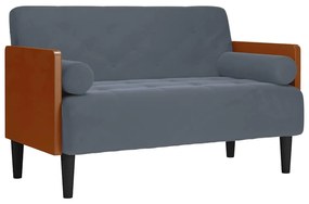 sötétszürke bársony loveseat kanapé párnákkal 110 cm