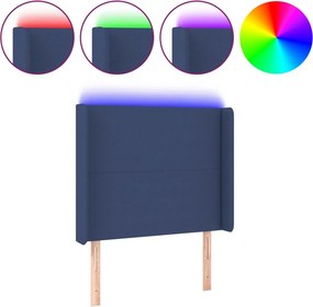 vidaXL kék szövet LED-es fejtámla 93x16x118/128 cm