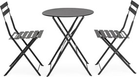 Antracitszürke acél kétszemélyes kerti étkezőgarnitúra Austin – Bizzotto