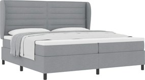 vidaXL Boxrugós ágy matracmal Világosszürke 200 x 200 cm szövet