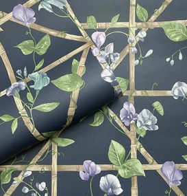 Holden Decor Imaginarium 3 Trailing Floral Trellis sötétkék rácsos papír tapéta – 14202