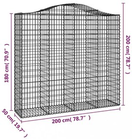 5 db íves horganyzott vas gabion kosár 200x50x180/200 cm