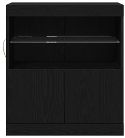 LED világítással ellátott fekete tölgy oldalszekrény 60x37x67 cm