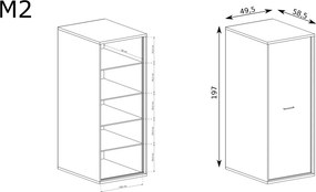 Aldabra Mediolan M-2 gardróbszekrény, hikora fa
