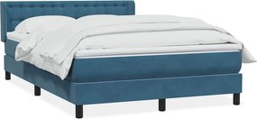 vidaXL sötétkék bársony rugós ágy matraccal 140x210 cm