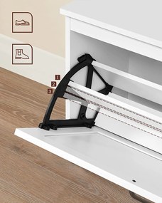 Cipős pad állítható belső elválasztókkal, fehér, 80 x 30 x 46 cm