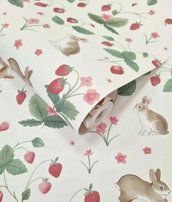 Holden Decor Adventure Awaits Bunnies & Berries krém állatos papír tapéta – 14140