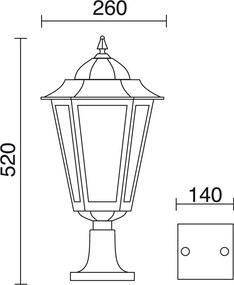 NOVOLUX 096K-G05X1A-01 Klasszikus Kültéri Állólámpa Fehér, Átlátszó E27 IP43