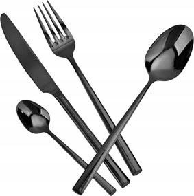Metropole fekete evőeszközkészlet 6 személyre, 24 részes, kazettában
