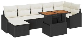 vidaXL Kert étkező szett párnával 8 pcs Fekete és Krém