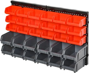 DURHAND Tároló Rendszer Fali Polc 37,5 x 63 cm, Látható Tárolódobozok, 30 db Doboz Két Méretben, Szerszámtartók, Műhely Fali Polc Csavarokhoz | Aosom