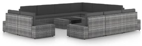 vidaXL 12 részes szürke polyrattan kerti ülőgarnitúra párnákkal