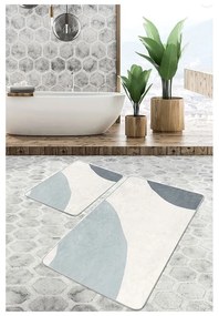 Szürke-krémszínű bársony fürdőszobai kilépő szett 2 db-os 60x100 cm Abstract Shapes – Mila Home