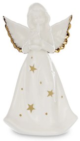 Dekorfigura angyal LED Porcelán Fehér 17x10x6,5cm