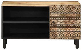 fekete tömör nyers mangófa TV-szekrény 80 x 33,5 x 46 cm