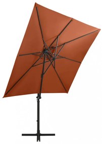 terrakotta konzolos napernyő rúddal és LED-fényekkel 250 cm