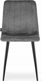 Szürke étkezőszék LAVA bársony fekete lábakkal