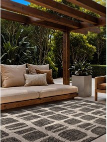 Fekete-krémszínű kültéri-beltéri szőnyeg 120x170 cm Haringey Ruskin – Ted Baker