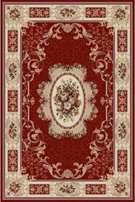 Vörös szőnyeg virágokkal és geometriai mintákkal 542