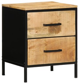 Éjjeli Szekrények 2 db 40x35x50 cm Tömör Fából Készült Rusztikus Mangófából