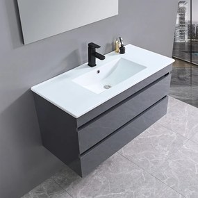 Cube 100 alsó fürdőszobabútor kerámia mosdóval 2 fiókos antracit szürke