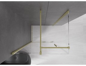 Mexen Velar, zuhanykabin tolóajtóval 90 (ajtó) x 85 (fal) cm, 8mm átlátszó üveg, arany matt, 871-090-085-01-55