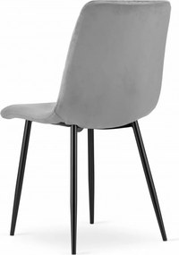 Szürke bársony szék TURIN fekete lábakkal