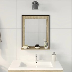 Fürdőszobai Tükör Polccal Sonoma Tölgy 50x12x60 cm Szerelt Fa