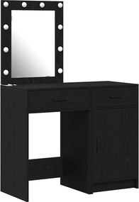 vidaXL Öltözködőasztal fiókkal 2 pcs Fekete 50 x 41 x 135 cm Faanyag