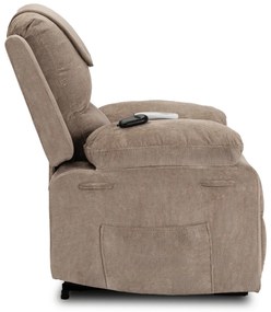 Elektromosan Vezérelhető Masszázsfunkciós Fotel Felállás Segítő Funkcióval, Sötét Bézs Kordbársony Kárpittal. Fenix 2