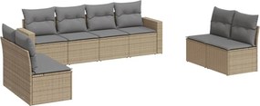 vidaXL 8 részes bézs polyrattan kerti ülőgarnitúra párnával