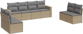 vidaXL 8 részes bézs polyrattan kerti ülőgarnitúra párnával