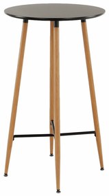 Bárasztal, fekete/tölgy, átmérő 60 cm, IMAM