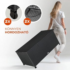 RICCO polyrattan tárolódoboz, 117 x 53 x 60cm, fekete Casaria