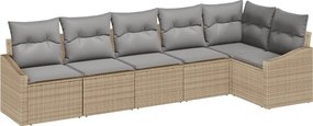 vidaXL Kerti Kanapé Szett 6 pcs Beige és Világosszürke polirattan