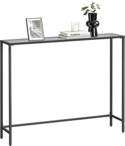 Konzolasztal edzett üveglappal, fekete 100x20x80cm