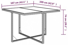 barna polyrattan és üveg kerti asztal 109 x 107 x 74 cm