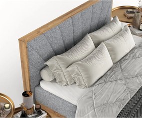 Szürke-natúr színű ágyneműtartós boxspring ágy 160x200 cm Asahi – Maison de Rêve