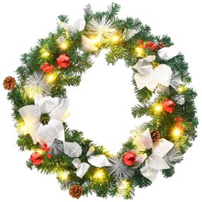 zöld PVC karácsonyi koszorú LED-ekkel 60 cm