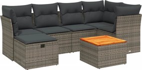 vidaXL 7 részes szürke polyrattan kerti ülőgarnitúra párnákkal