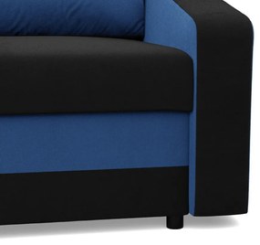 Hewlet sarokkanapé, 2 ágyneműtartóval, szövet anyag, univerzális oldal, bonell töltet, fekete - kék