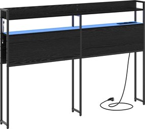 vidaXL Tároló fejtámla polcokkal tárolóval Musta tammi 135 cm Faanyag