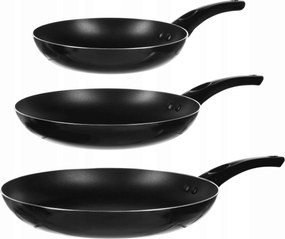 Non-stick Serpenyő Készlet Sütőserpenyő x 3db Fekete Alumínium