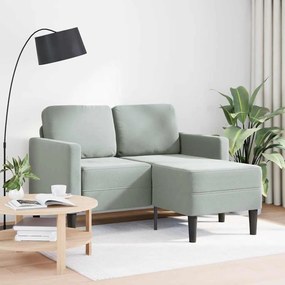 világosszürke bársony 2 üléses kanapé L-alakú kanapéval 125 cm